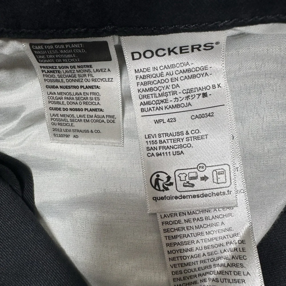 Dockers Pants Mens 33x32 Black All-Day 5-Pocket Straight Stretch City Tech